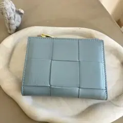 羊皮　財布 ラムレザー 編み込み　イントレチャート風　コンパクト レディース