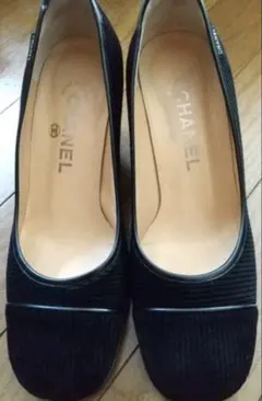 値下げ‼️」CHANEL ブラック キャップトゥ フラットシューズ(36