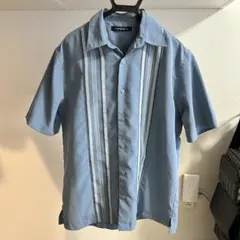 A[x]ist 水色 ストライプ 半袖シャツ M