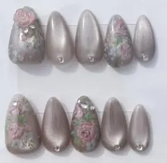 ネイルチップ ちゅるん バラ　マグネット デート 春ネイル シンプルネイル 現品