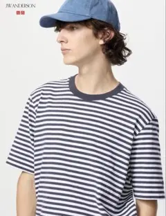 UNIQLO JW ANDERSON 2025SS ボーダーTシャツ Lネイビー