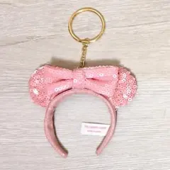 ディズニーリゾート カチューシャ キーチェーン ミニー スパンコール ピンク