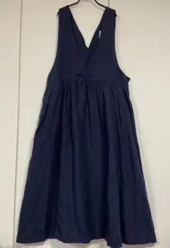 08mab　リネン100%　ロングジャンパースカート　麻　ゼロハチマヴ