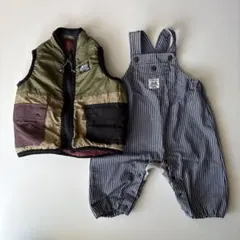 MOUNTAINS ダウンベスト95とオーバーオールセット 80-90