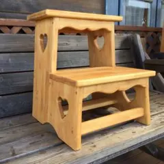 アメリカンカントリー家具　カントリーハート　2段ステップ　踏み台 ＋アメリカンカントリー＋ 踏み台 ステップ スツール フットスツール