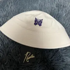 【正規品】Needles ニードルズ バケットハット ホワイト 蝶刺繍 帽子