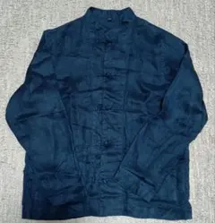 MUJI 無印良品 リネン チャイナシャツ カンフーシャツ　ネイビー　紺