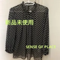 ドット柄シースルー長袖ブラウス