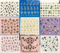 ネイルシール9枚セット花柄 リボン 星