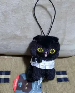 mofusand 黒仔猫にゃんマスコット 黒リボン マスカットキーホルダー