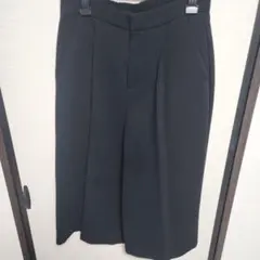 黒 ガウチョパンツ ゴムウエスト