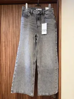 新品タグ付き ZARA ワイドパンツ グレー 34 ザラ