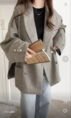 サイドスリットダブルジャケット　オーバーサイズ（ユニセックス）