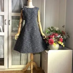 Rene✨ ルネ フレアワンピース ブラック 34 パール フリル 上品 黒