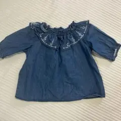 デニム風 フリル ブラウス デニム風 チュニック ブラウス 95cm