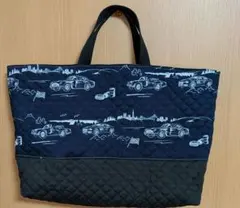 ハンドメイド　レッスンバッグ　お道具袋　入園入学　車柄　キルト　訳あり