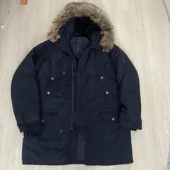 ネイビー ファー付きモッズコート