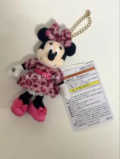新品タグ付　ディズニー　ミニー　ぬいぐるみチャーム　ピンク　ヒョウ柄