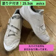 asics ホワイト ネオリバイブMG 野球スパイク 25.5 塗りPカバー付き