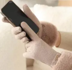 【スマホ対応】手袋 レディース ファー付き 防寒 冬 通勤 明るめブラウン