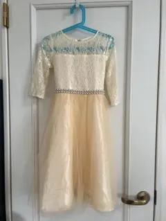 フォーマルドレス クリーム色 レース