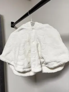 ホワイトフリースフード付きポンチョサイズ80