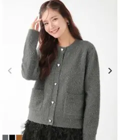 【専用】Fitmore フィットモア ラメ ニット ハートボタン カーディガン