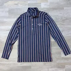 ★月末セール★キャロウェイ ゴルフ 長袖ポロシャツ ストライプ柄 Mサイズ