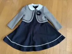 ネイビー チェック柄ジャケット付きドレス