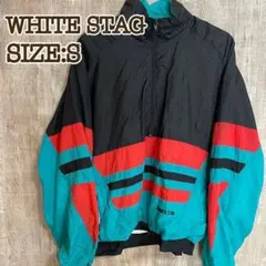 WHITE SRAG ホワイトスタッグ 80s ナイロンテニスジャケット 黒系S