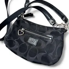 COACH Poppy Signature Shoulder Bag Black