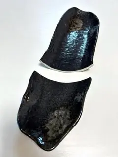金継ぎ用 食器 和皿 黒 ブラック 長さ約34cm 和風皿 和食皿 陶器 瀬戸物