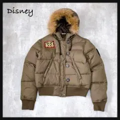 【Disney ディズニー】ダウンジャケット リアルファーフード リブ 短丈 M