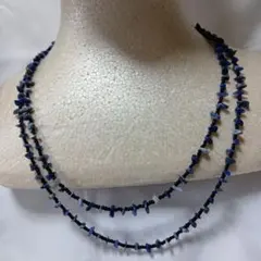 ハンドメイド　ブルー系さざれ石の 2連ネックレス
