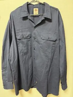Dickies ダークブルー 長袖シャツ XL