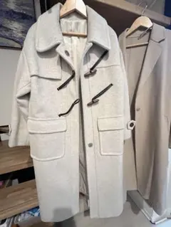 グレー ダッフルコート ウール混合