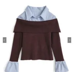 GRL シャツドッキングオフショルダーニットトップス [ru1257] ブラウン