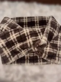 チェック柄ファー素材マフラー ブラウン系