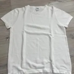 ZARA ホワイト 鹿の子編み Tシャツ Mサイズのサムネイル