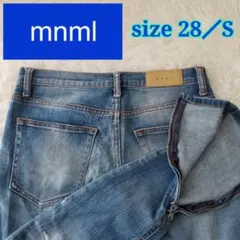 訳あり／mnmlミニマル／メンズデニム／スリムフィット／裾ジップ／ダメージ加工