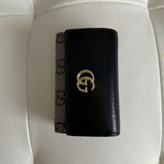 GUCCI レザーキーケース ブラック/グレー