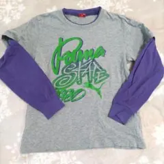 Puma 長袖カットソー 140 グレー/パープル