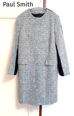 美品 Paul Smith BLAC ツイード ノーカラー コート 46L