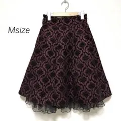 axes femme アクシーズファム ダマスク柄 フレアスカート ボルドー M