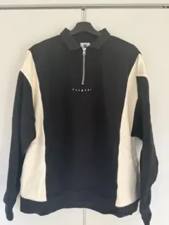 【古着】ELEMENT ハーフジッパートレーナー Mサイズ ブラック/ホワイト