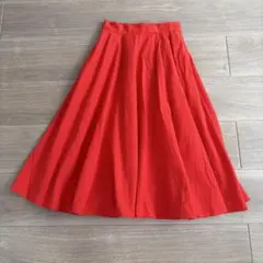 美品 ユニクロ サーキュラースカート M 赤 ロング フレア 裏地・ポケット付