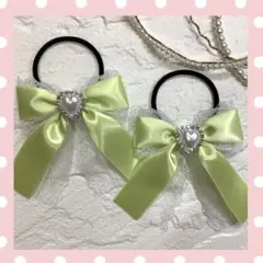 ♡ ヘアゴム　リボン　量産型　卒園式　入園式　入学式　レースパールハートツイン