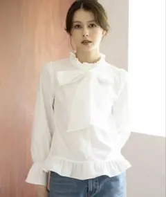 ボウタイフリルブラウス Noela ノエラ シャツ　ホワイトのサムネイル