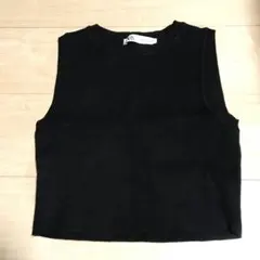 ZARA ブラック ニット ノースリーブ ショート丈 S
