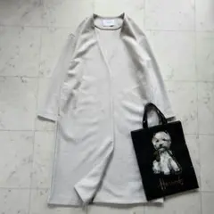 未使用 ユナイテッドアローズ ロングコート ノーカラー 白 ゆったり 日本製